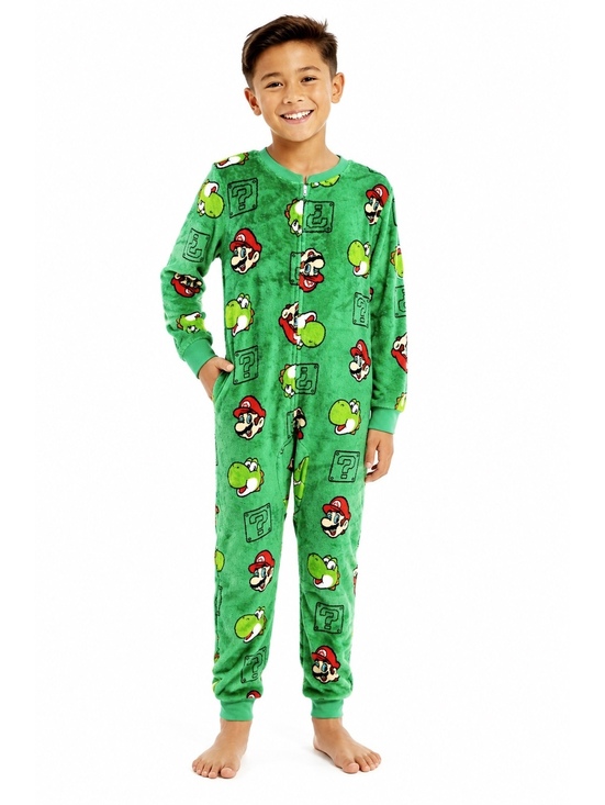 Other - Super Mario Yoshi Boys Plush Fleece One Piece Pajamas NWT Size 7/8 Green
